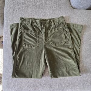 Free People High Time Velvet Kick Flare Pants Olive Army Green Size 10